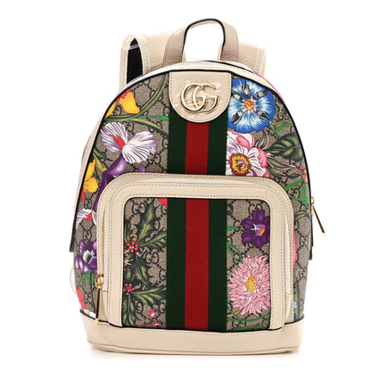 Gucci GG Supreme Monogram Flora Web Small Ophidia Day Backpack White 1 of 11