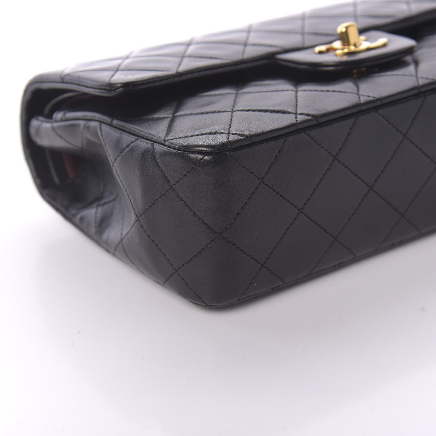 Lambskin Quilted Small Double Flap Black