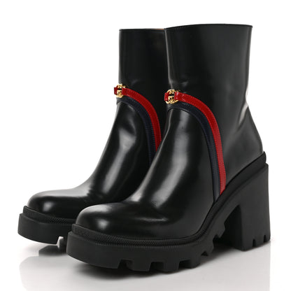 Gucci Calfskin Ankle Boots 39 Black Blue Hibiscus Red 3 of 9