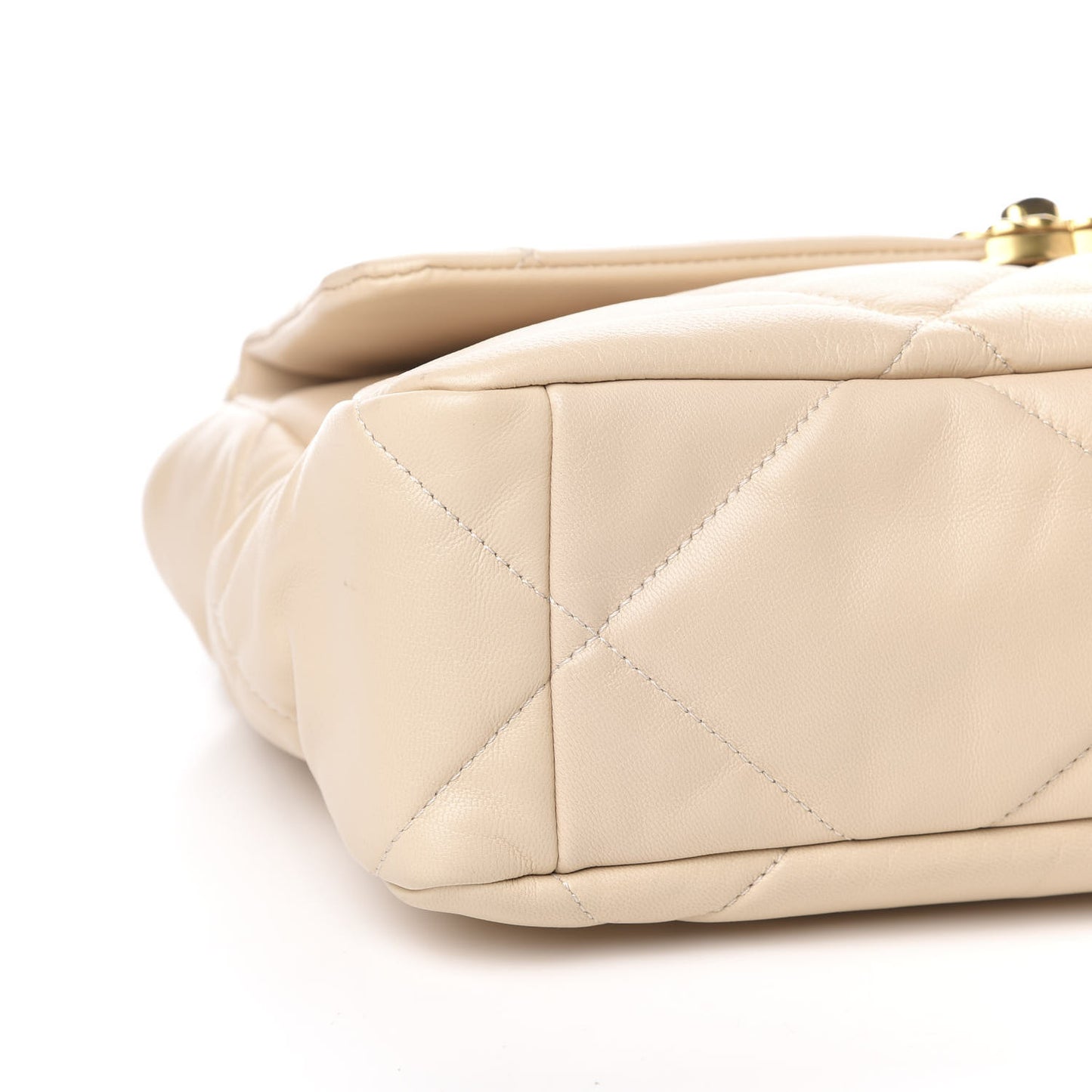 Goatskin Quilted Medium 19 Flap Beige