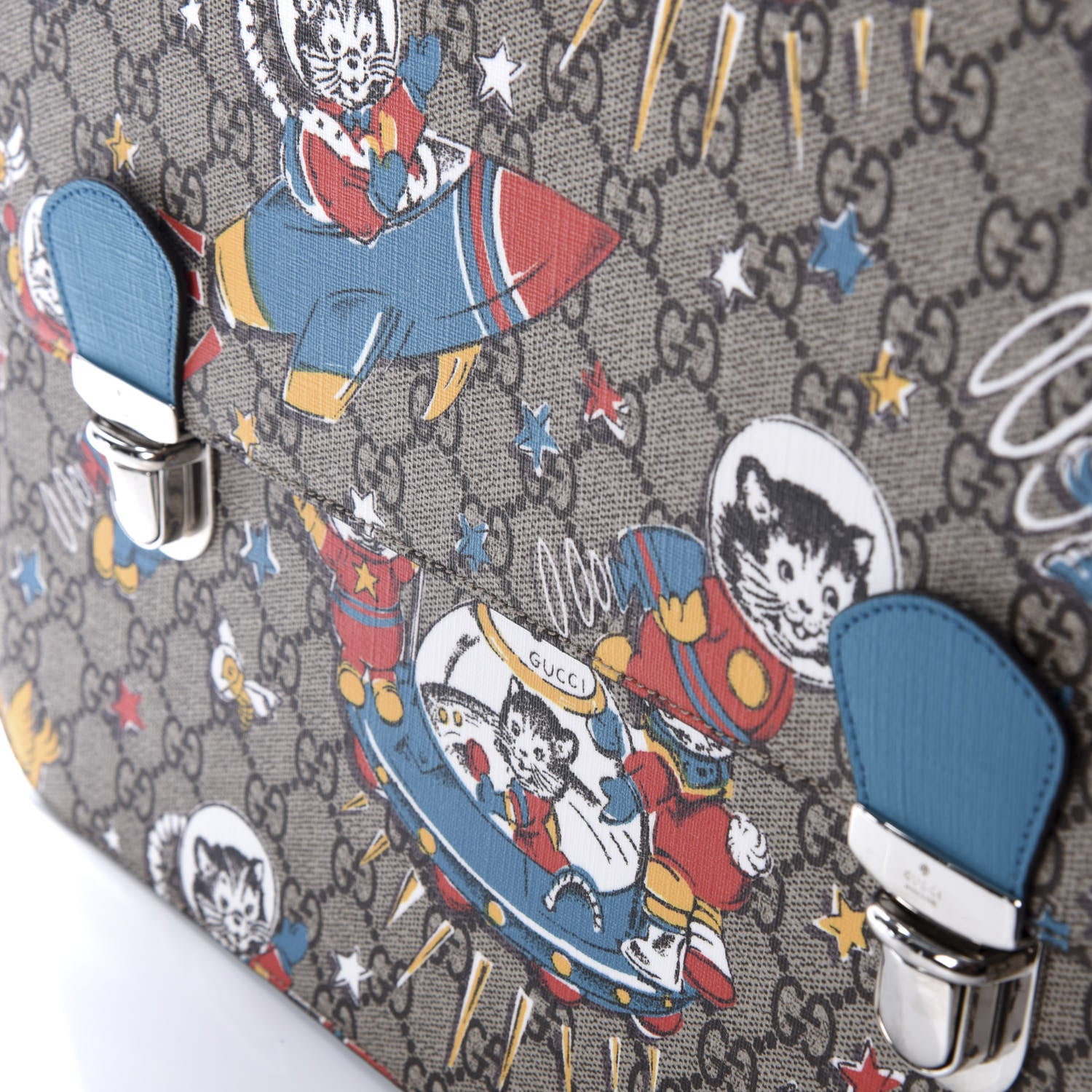 Gucci GG Supreme Monogram Space Cats Childrens Backpack Blue 7 of 9