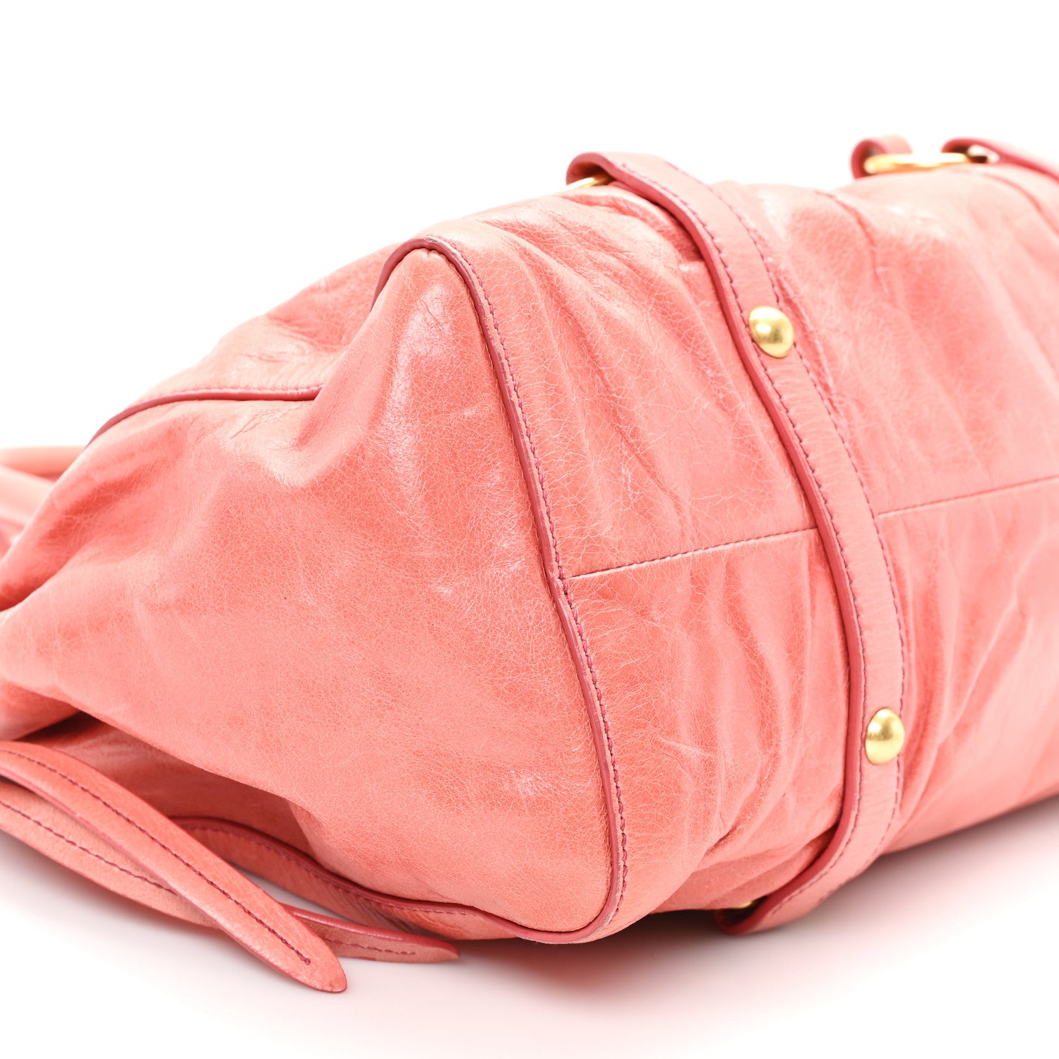 Miu Miu Vitello Lux Gathered Tote Rosa 9 of 11