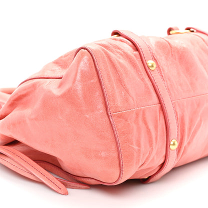 Miu Miu Vitello Lux Gathered Tote Rosa 9 of 11