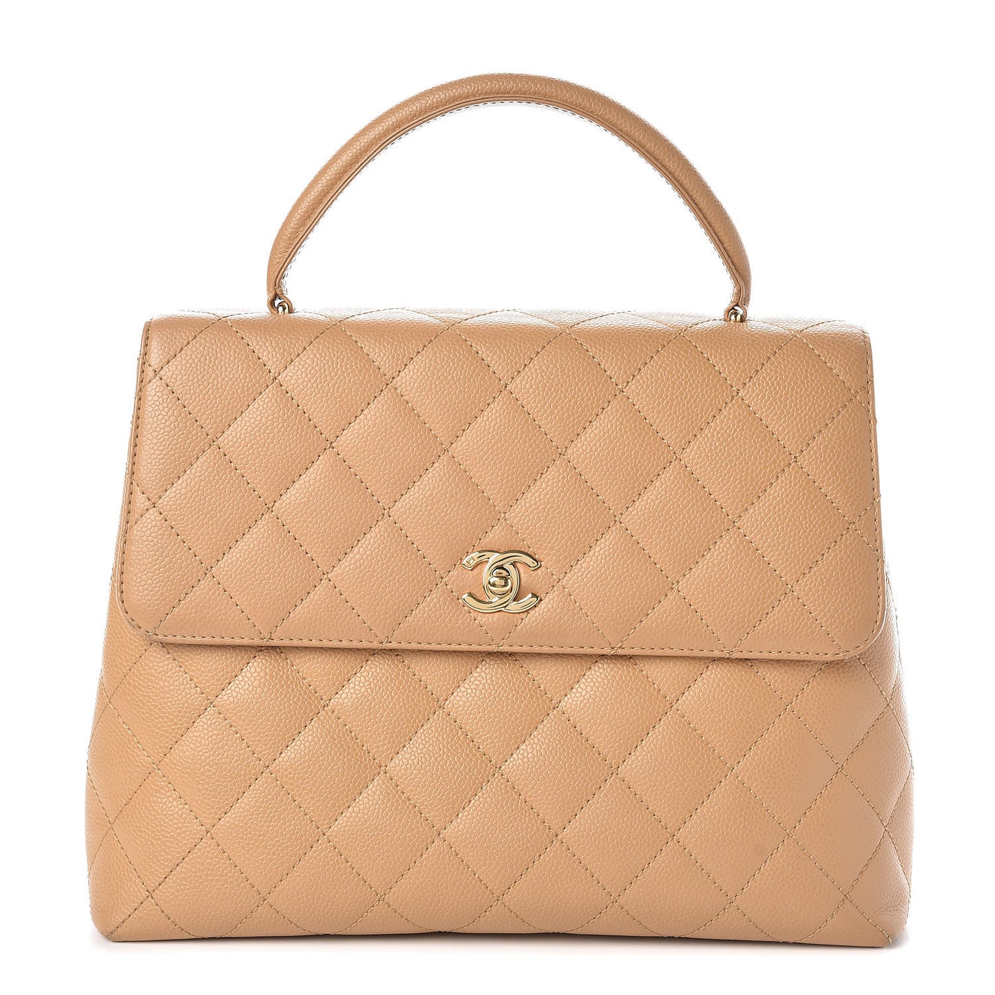 Caviar Quilted Jumbo Kelly Flap Beige