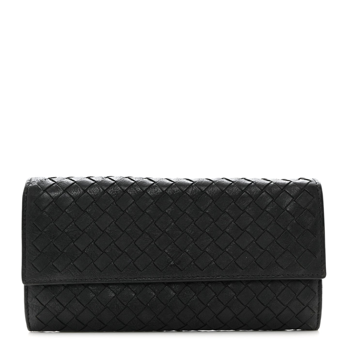 Nappa Intrecciato Continental Flap Wallet Ferro Gray