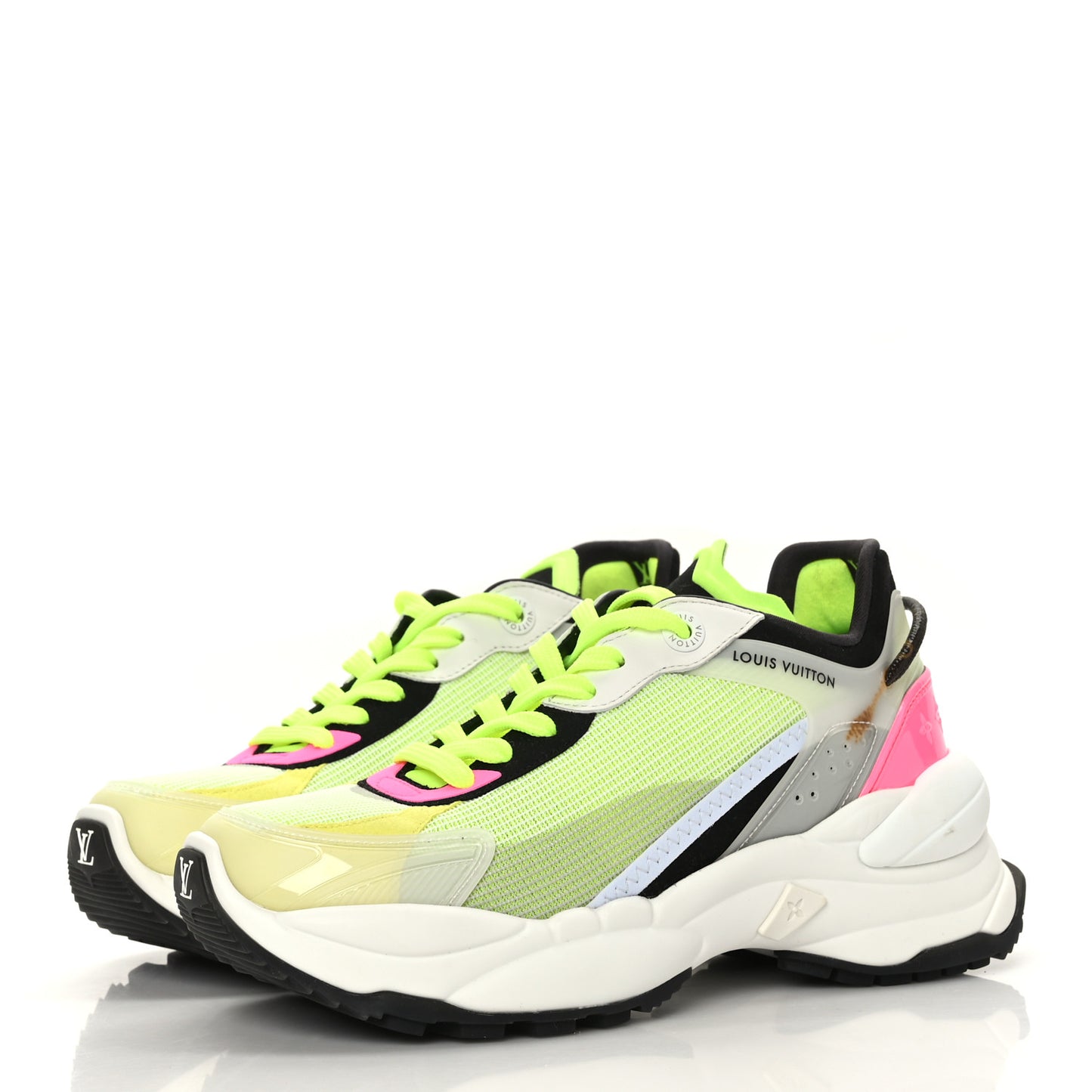 Mix Materials Suede Calfskin Run 55 Sneakers 36.5 Pink White Yellow