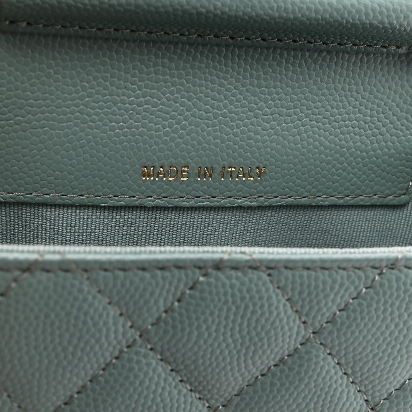 Caviar Quilted Mini Clutch With Chain Green
