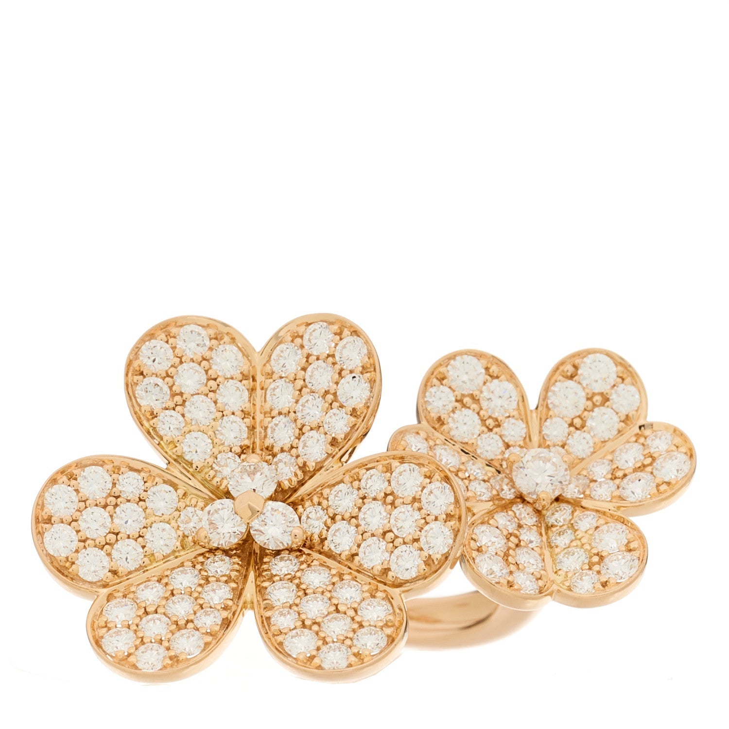 Van Cleef & Arpels 18K Rose Gold Diamond Frivole Between The Finger Pave Ring 52 6 1 of 6