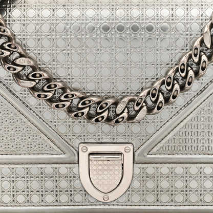 Christian Dior Metallic Patent Micro-Cannage Small Diorama Flap Bag Silver 7 of 10