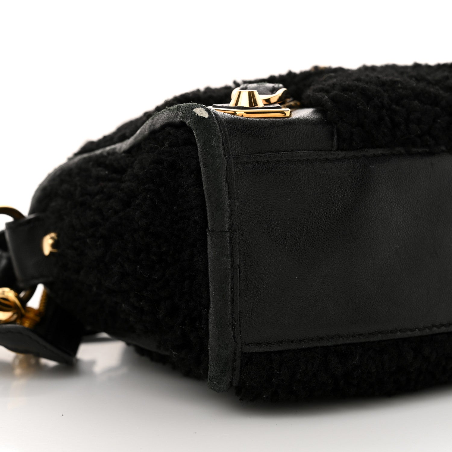 Balenciaga Shearling Gold Metallic Edge Hardware Mini City Black 10 of 22