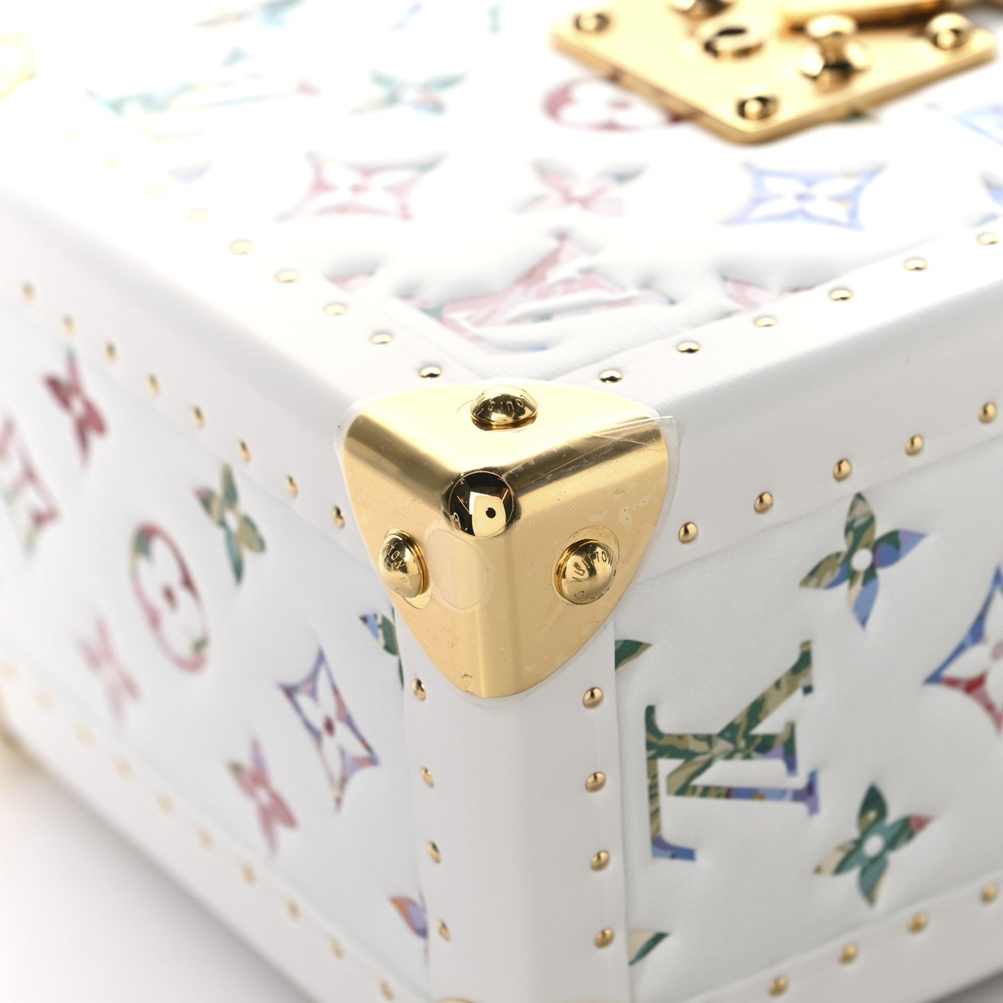 Lambskin Embossed Monogram LV Garden Camera Box White Multicolor