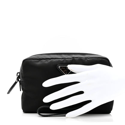 Prada Tessuto Nylon Vela Saffiano Necessaire Wristlet Pouch Black 2 of 6