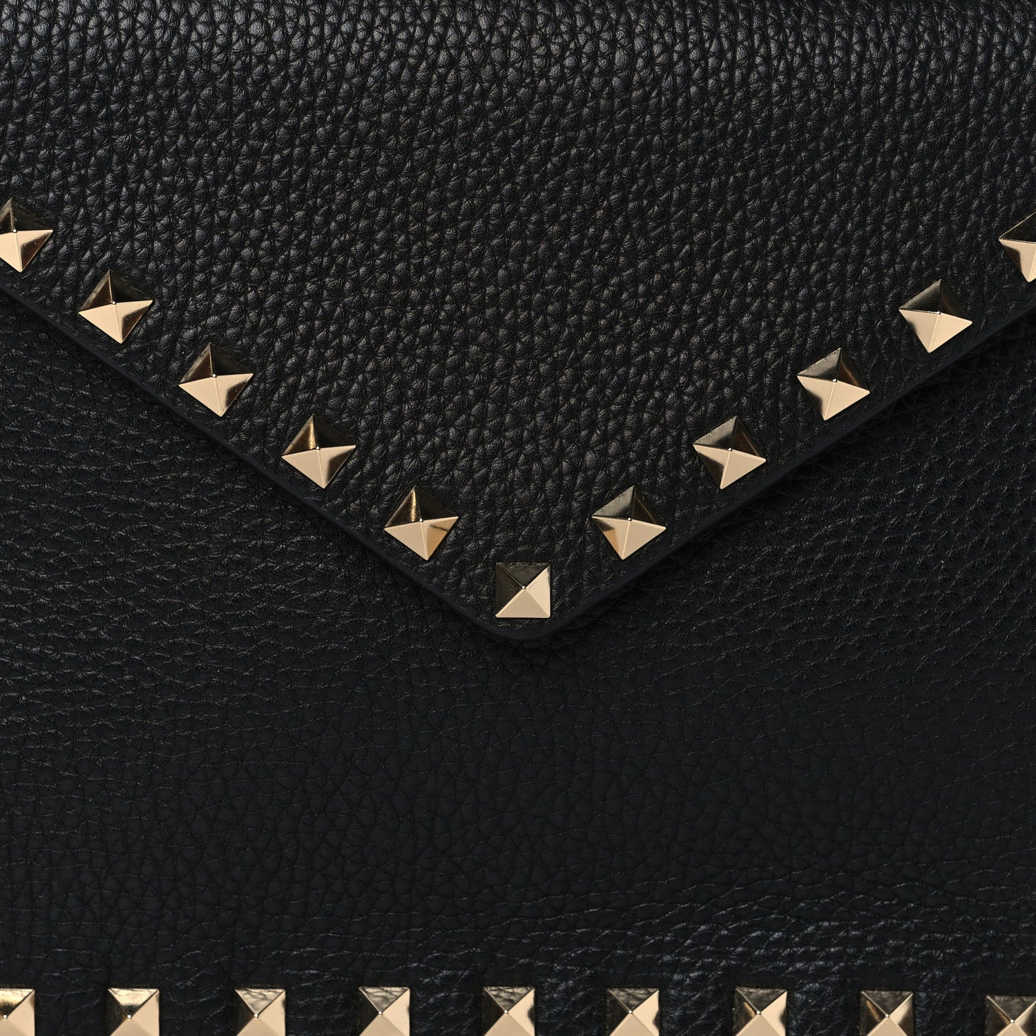 Valentino Garavani Pebbled Calfskin Medium Rockstud Envelope Flat Wristlet Pouch Black 7 of 7