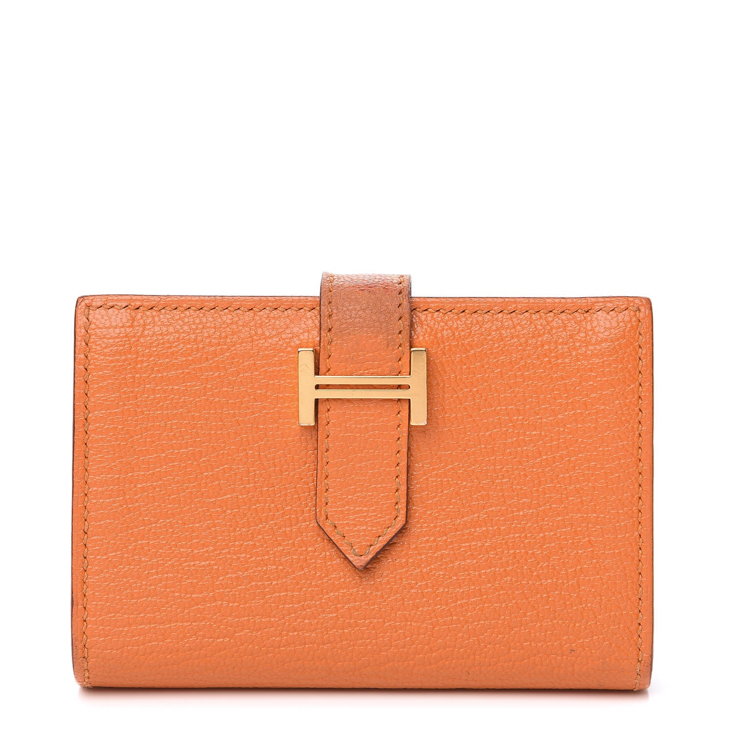 Hermes Chevre Mysore Bearn Card Holder Wallet Orange 1 of 8