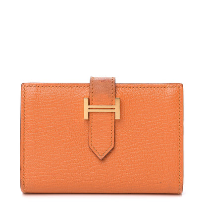 Hermes Chevre Mysore Bearn Card Holder Wallet Orange 1 of 8