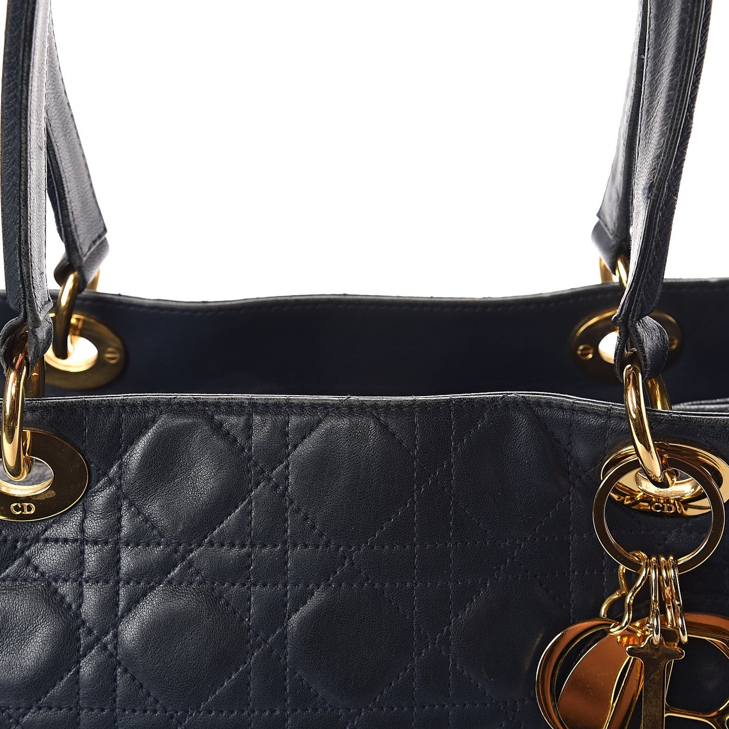 Lambskin Cannage Large Soft Lady Dior Shopping Tote Navy Blue