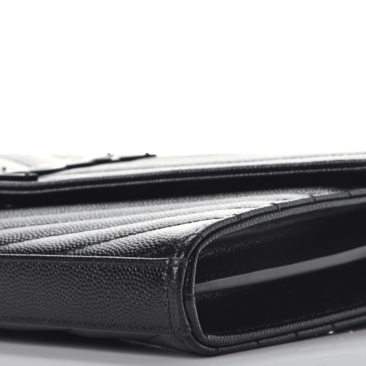 Grain De Poudre Matelasse Chevron Monogram Chain Wallet Black