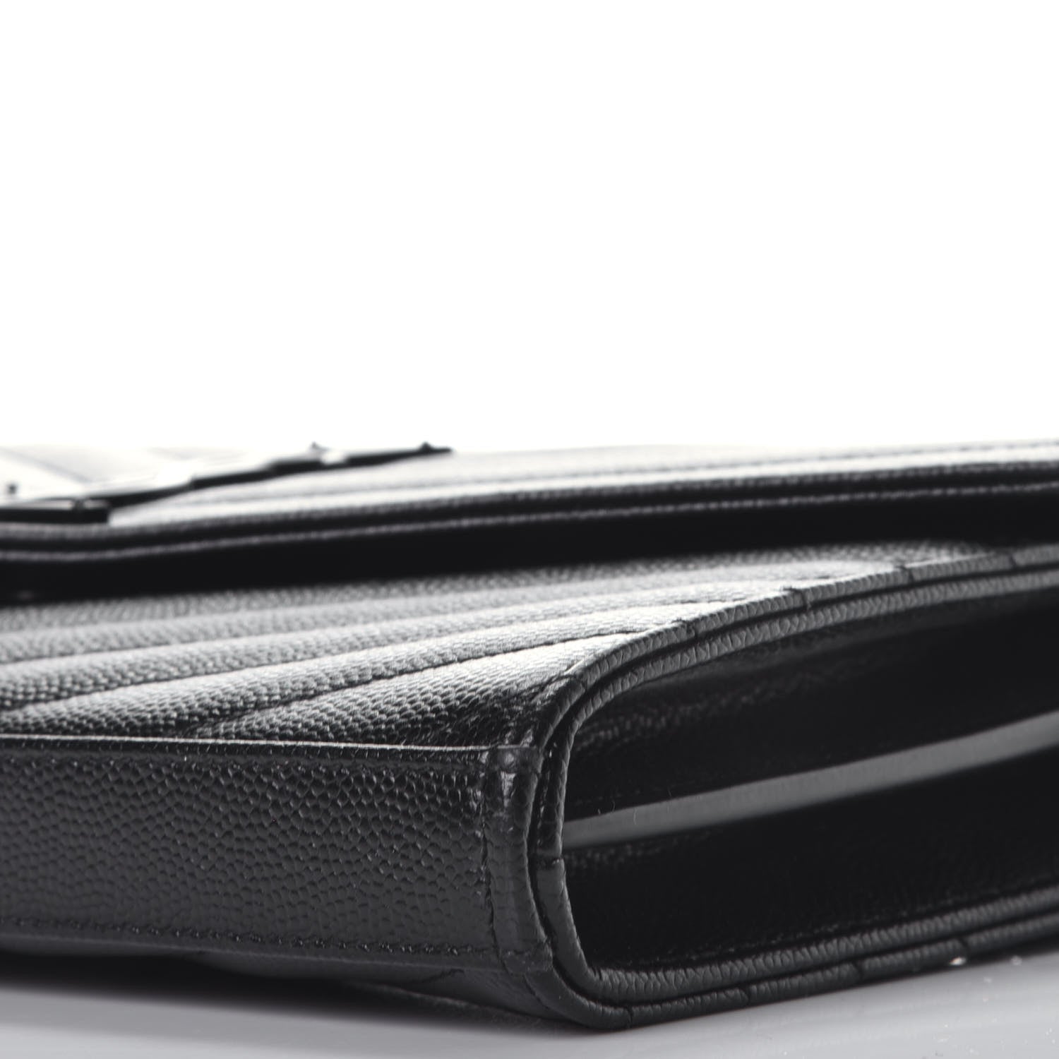Saint Laurent Grain De Poudre Matelasse Chevron Monogram Chain Wallet Black 8 of 8