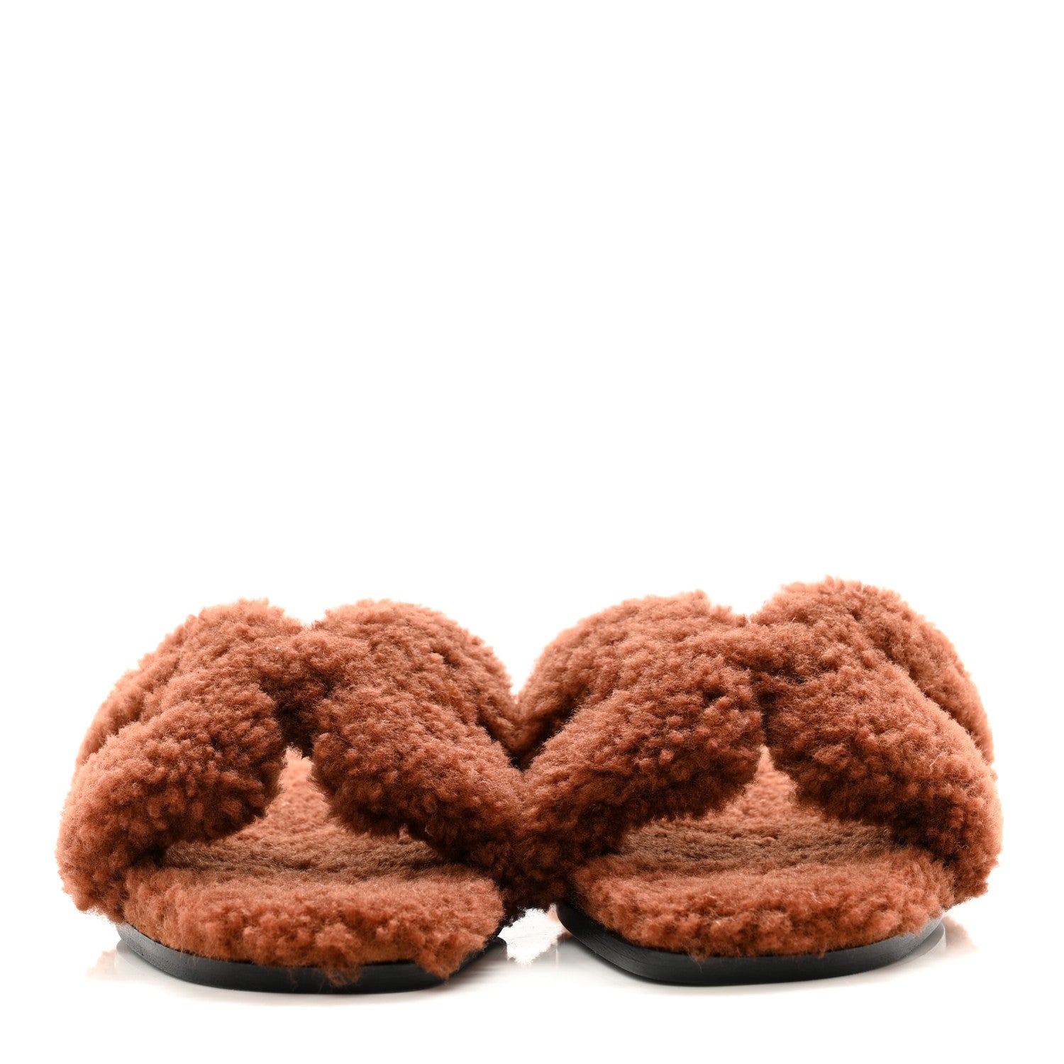 Hermes Woolskin Oran Sandals 41 Cognac 2 of 8