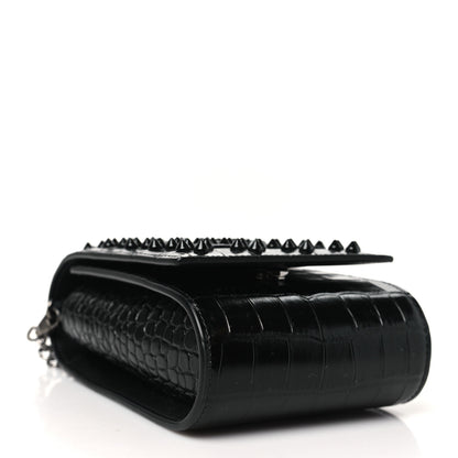Christian Louboutin Crocodile Embossed Calfskin Spikes Loubinthesky Paloma Crossbody Phone Case Black 4 of 10