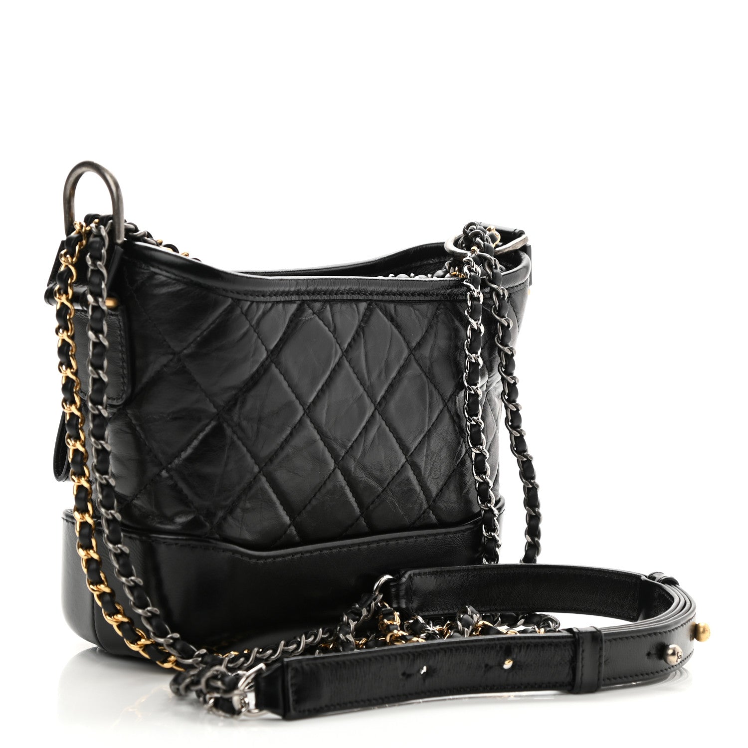 Chanel Aged Calfskin Quilted Small Gabrielle Hobo Black 3 of 10