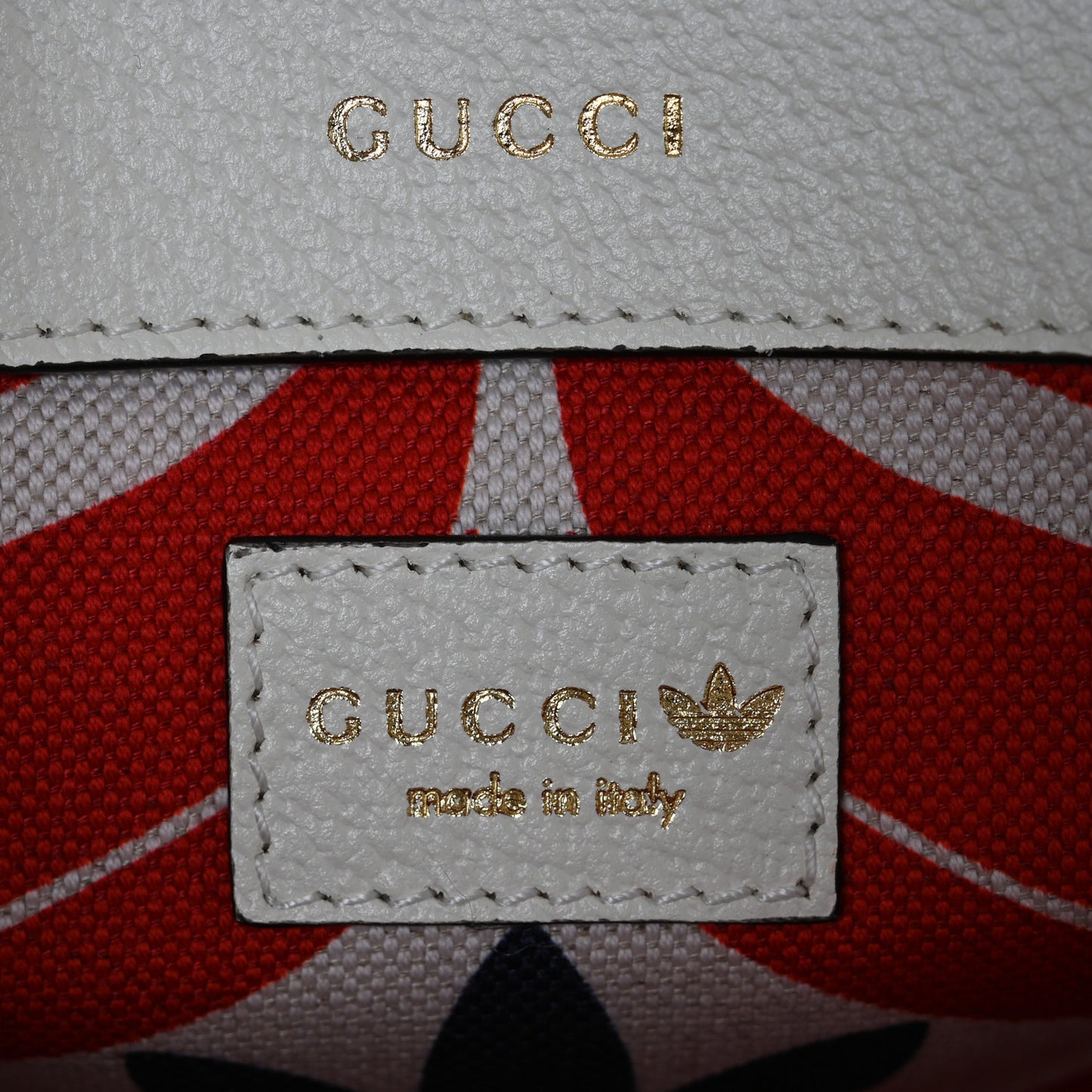 X ADIDAS Textured Dollar Calfskin Web Small Trefoil Horsebit 1955 Shoulder Bag White