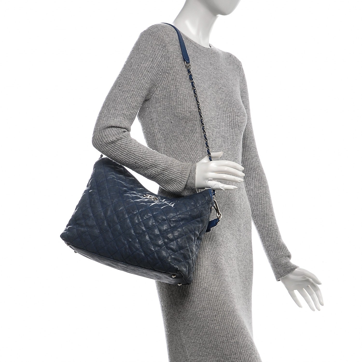 Chanel Caviar Quilted French Riviera Hobo Blue 2 of 9