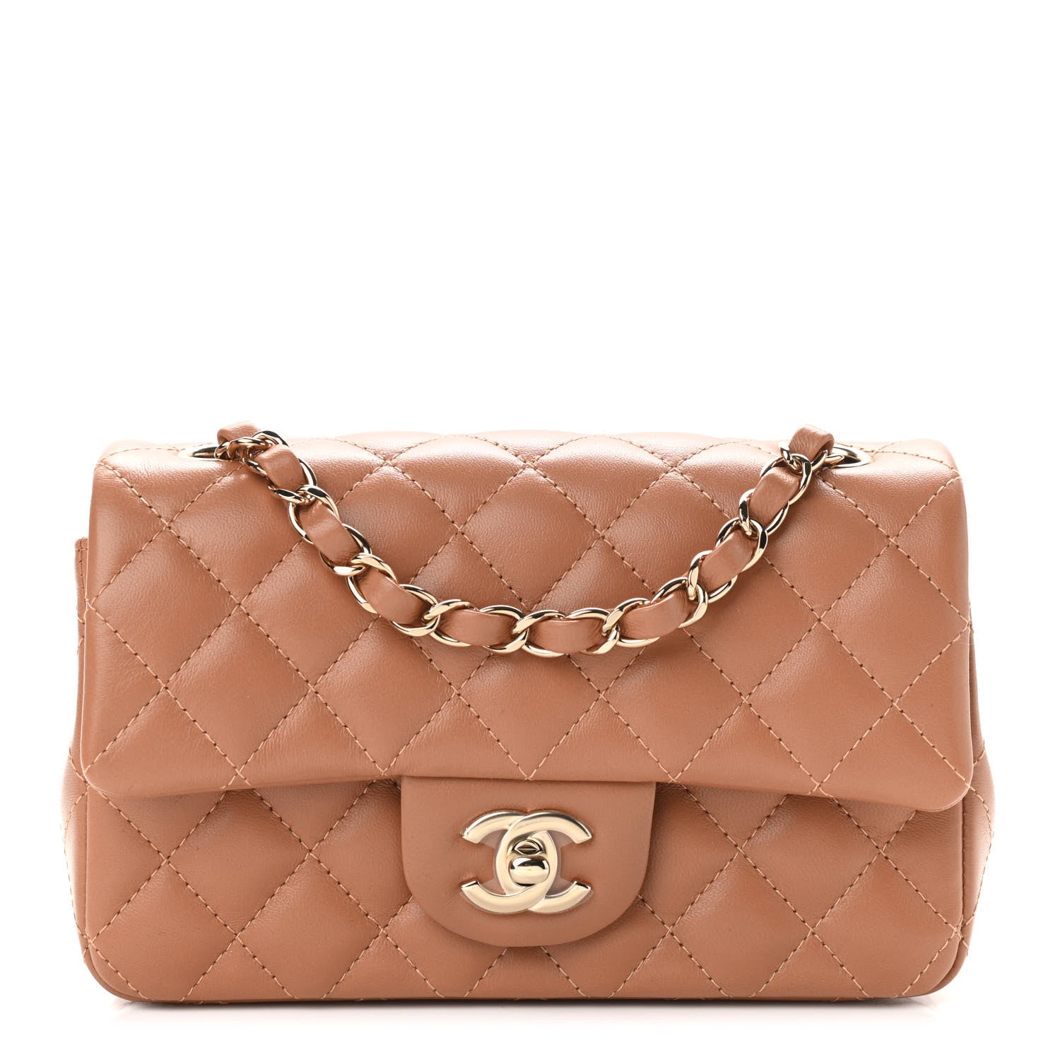Chanel Lambskin Quilted Mini Rectangular Flap Brown 1 of 11