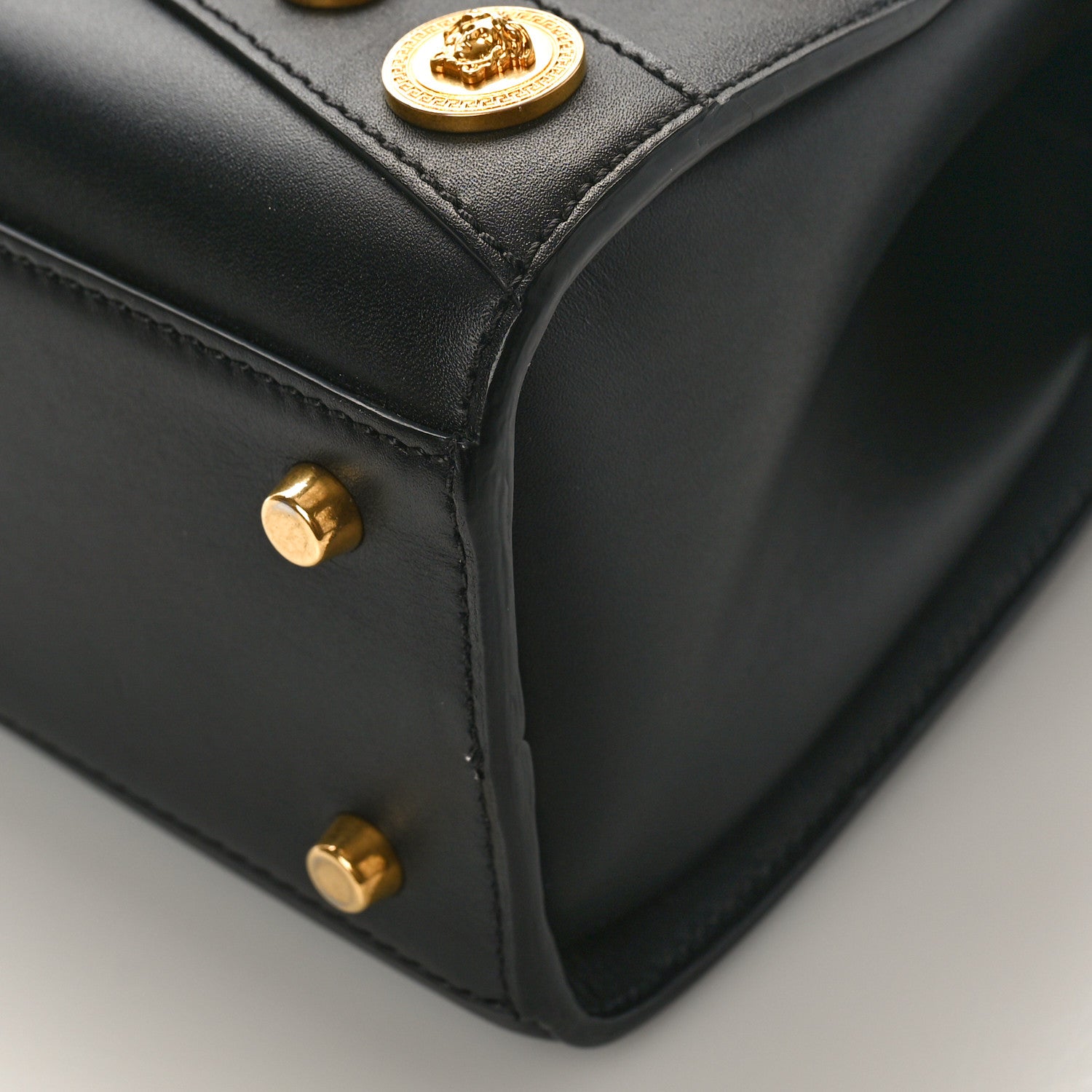 Versace Calfskin Medallion Tribute Bowling Bag Black 8 of 8