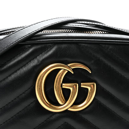 Gucci Calfskin Matelasse Small GG Marmont Chain Shoulder Bag Black 8 of 10