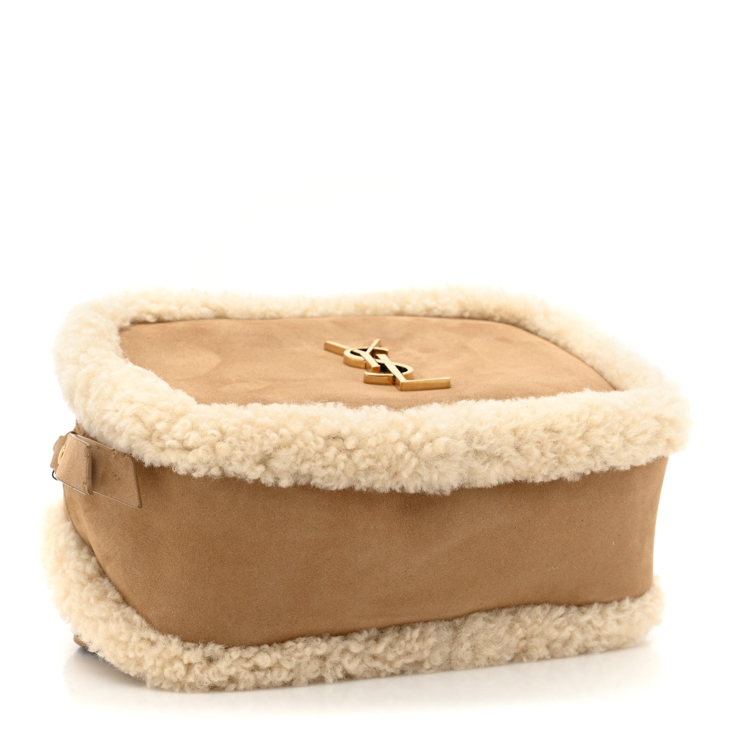 Saint Laurent Suede Shearling Lou Belt Bag Natural Tan 4 of 9
