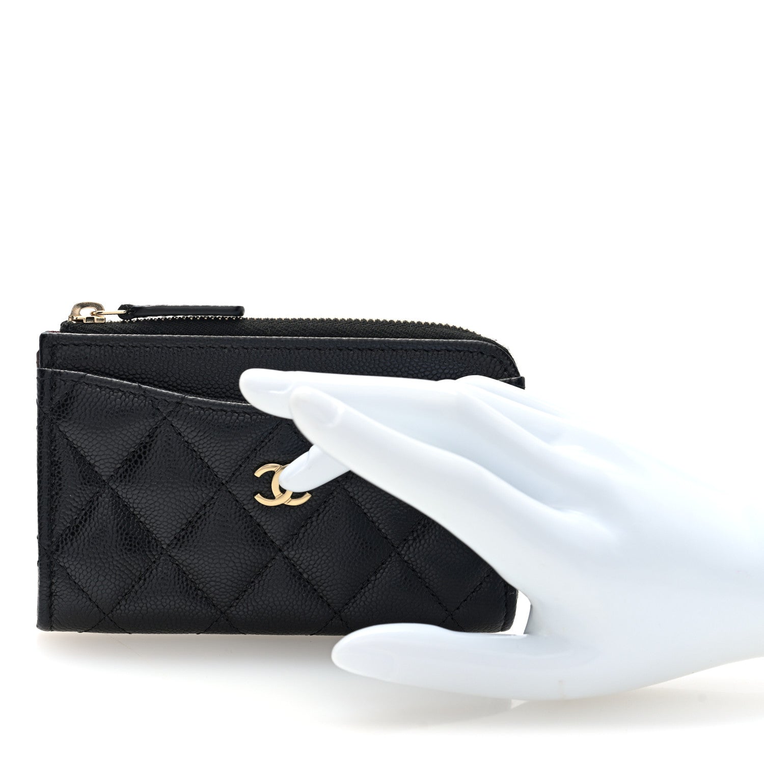 Chanel Caviar Quilted CC Zip Around Card Holder Black 2 of 8
