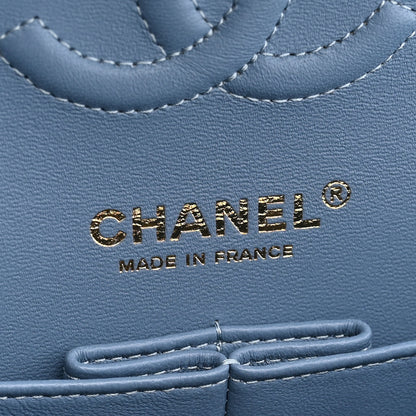 Chanel Printed Denim Quilted Small Double Flap Light Blue 5 of 10