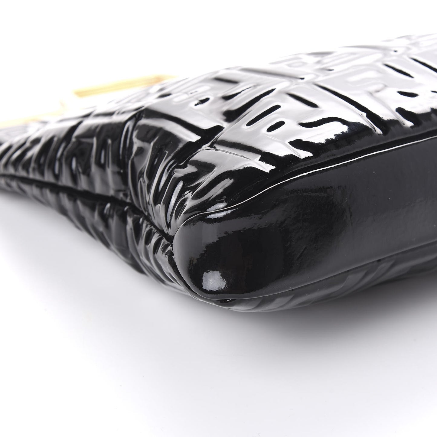 Patent FF 1974 Embossed Medium Shopping Flap Bag Black