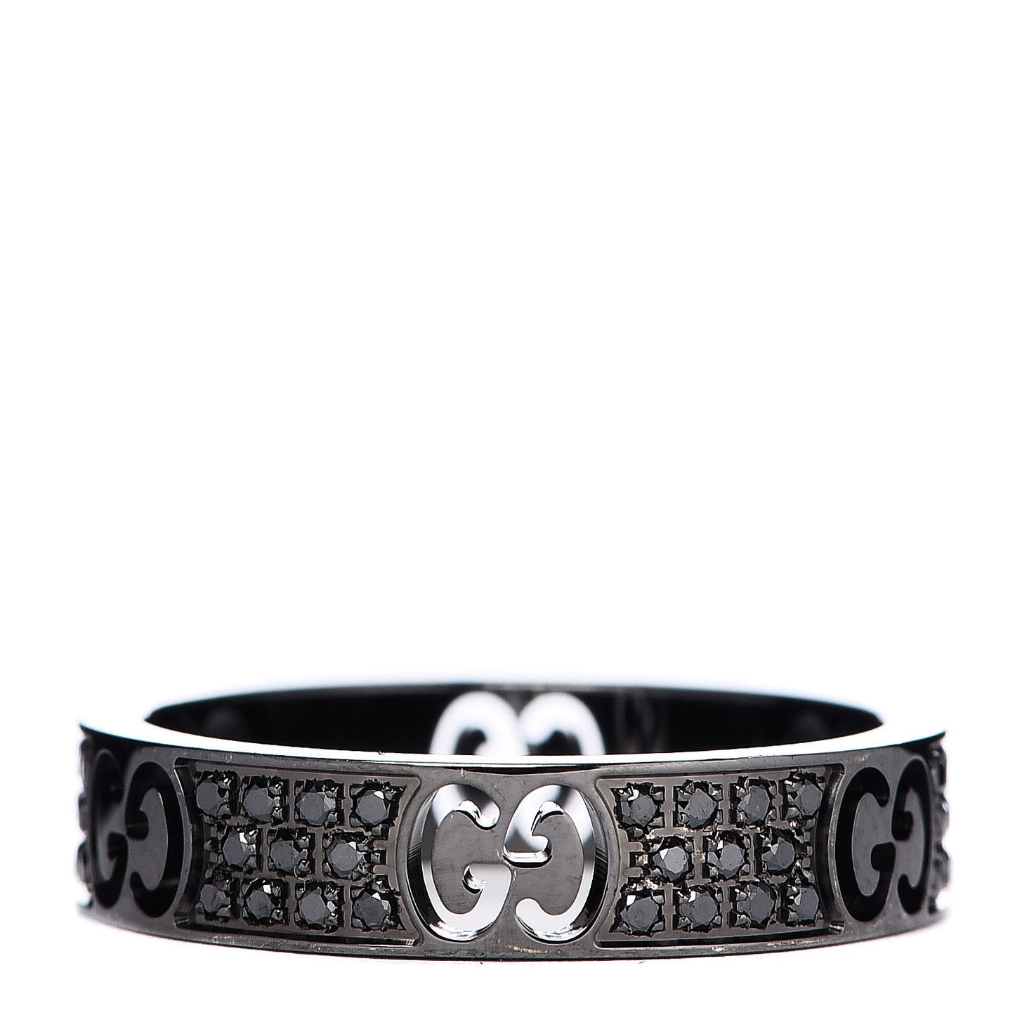 Ruthenium Black Diamond Icon Thin Band Ring 51 5.75