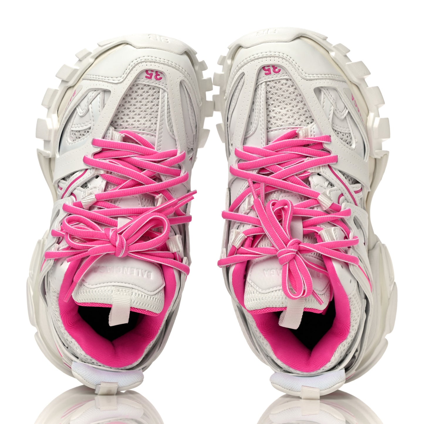 Mesh Rubber Bi-Color Womens Track Sneakers 35 Fluo Pink White