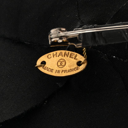 Chanel Metallic Fabric Camellia Brooch Black 3 of 3