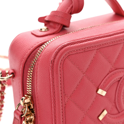Chanel Caviar Quilted Small CC Filigree Vanity Case Pink 19 of 19