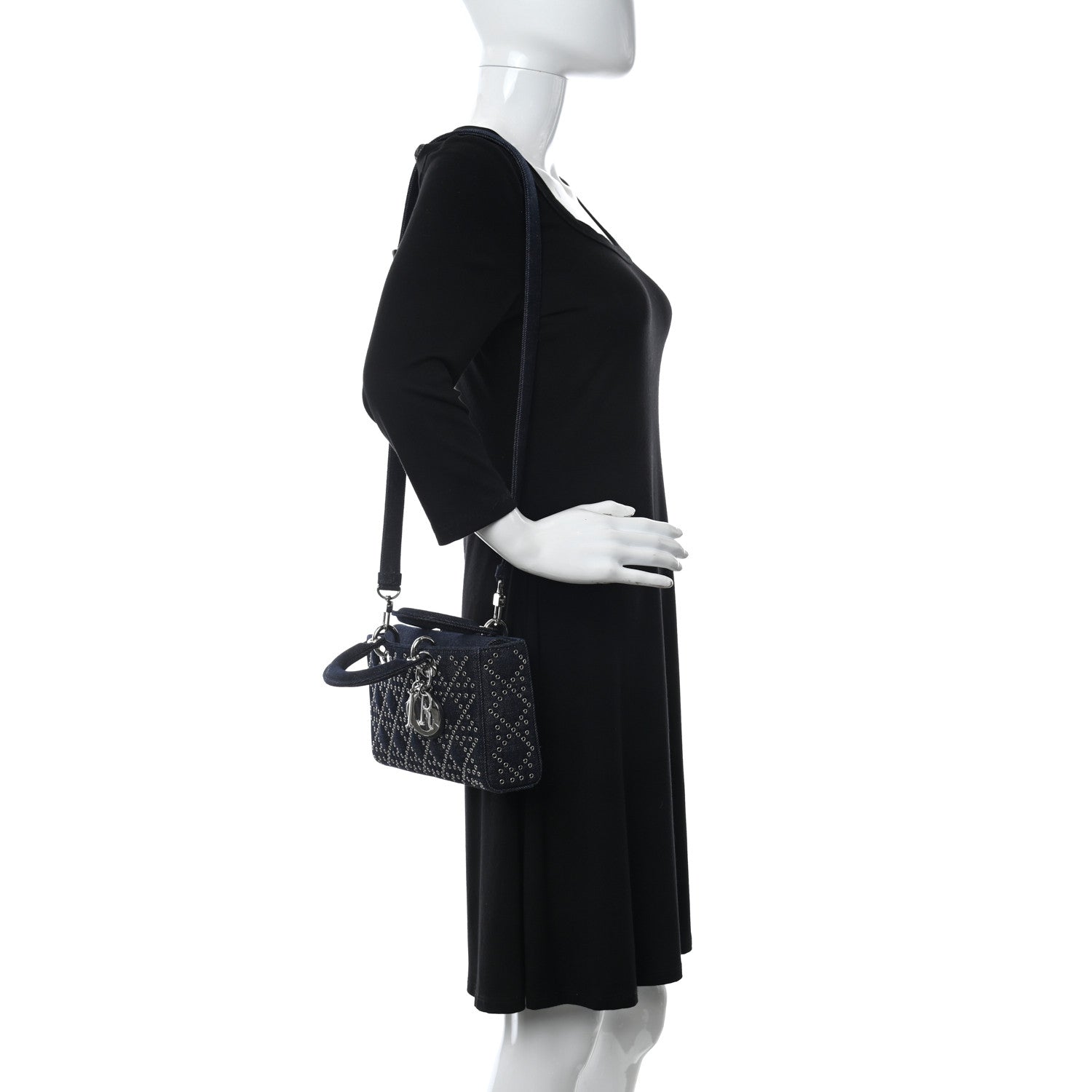Christian Dior Denim Cannage East West Lady Dior Black 2 of 9