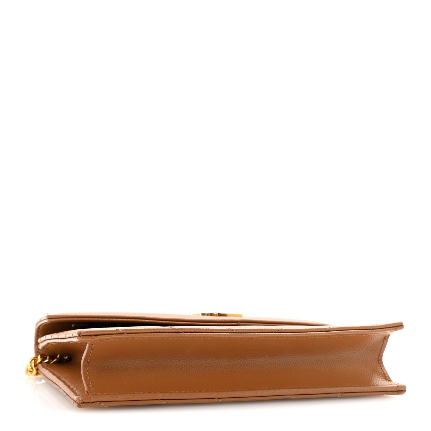 Grain De Poudre Matelasse Chevron Monogram Envelope Chain Wallet Natural Dark