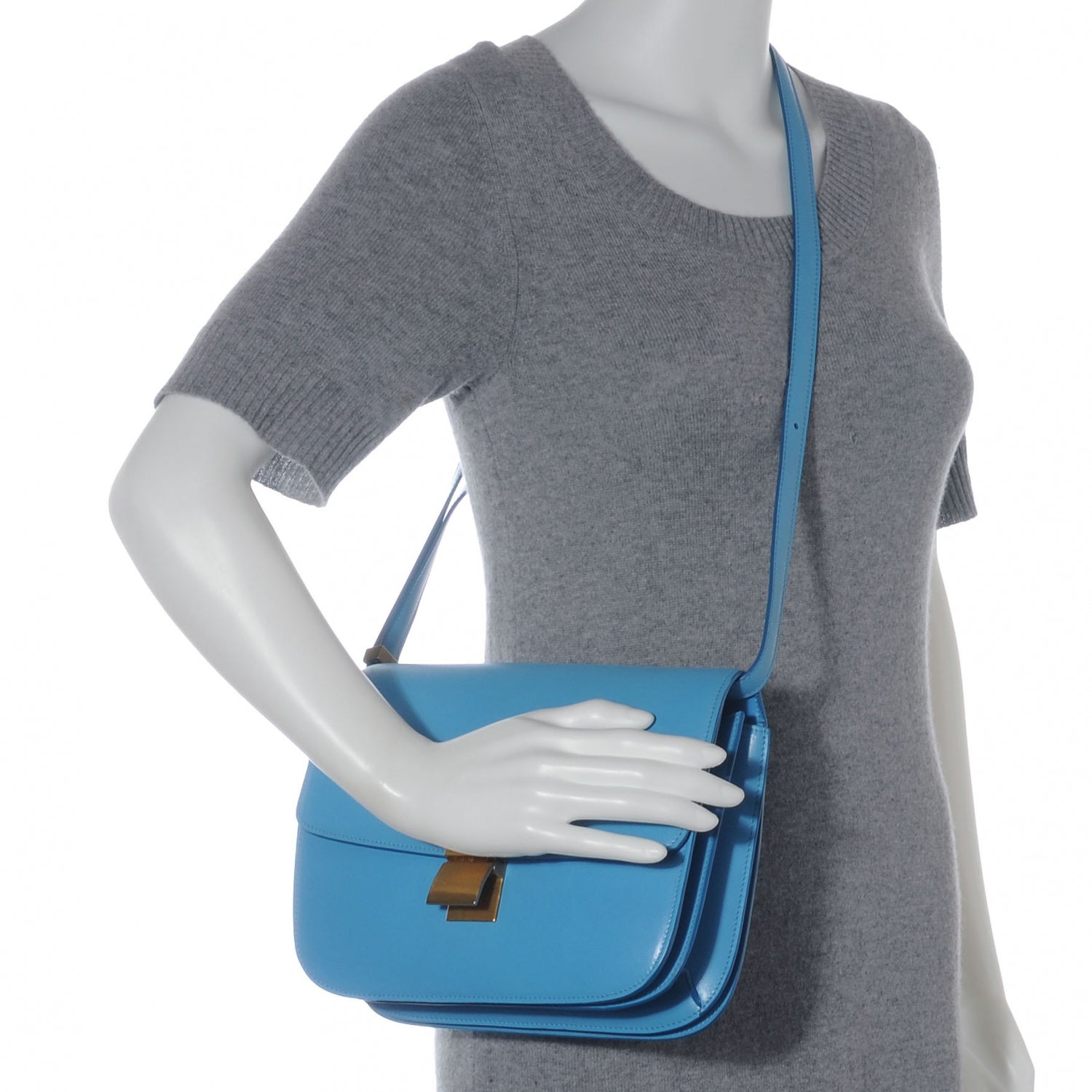 Celine Smooth Calfskin Medium Classic Box Flap Bag Light Blue 2 of 8