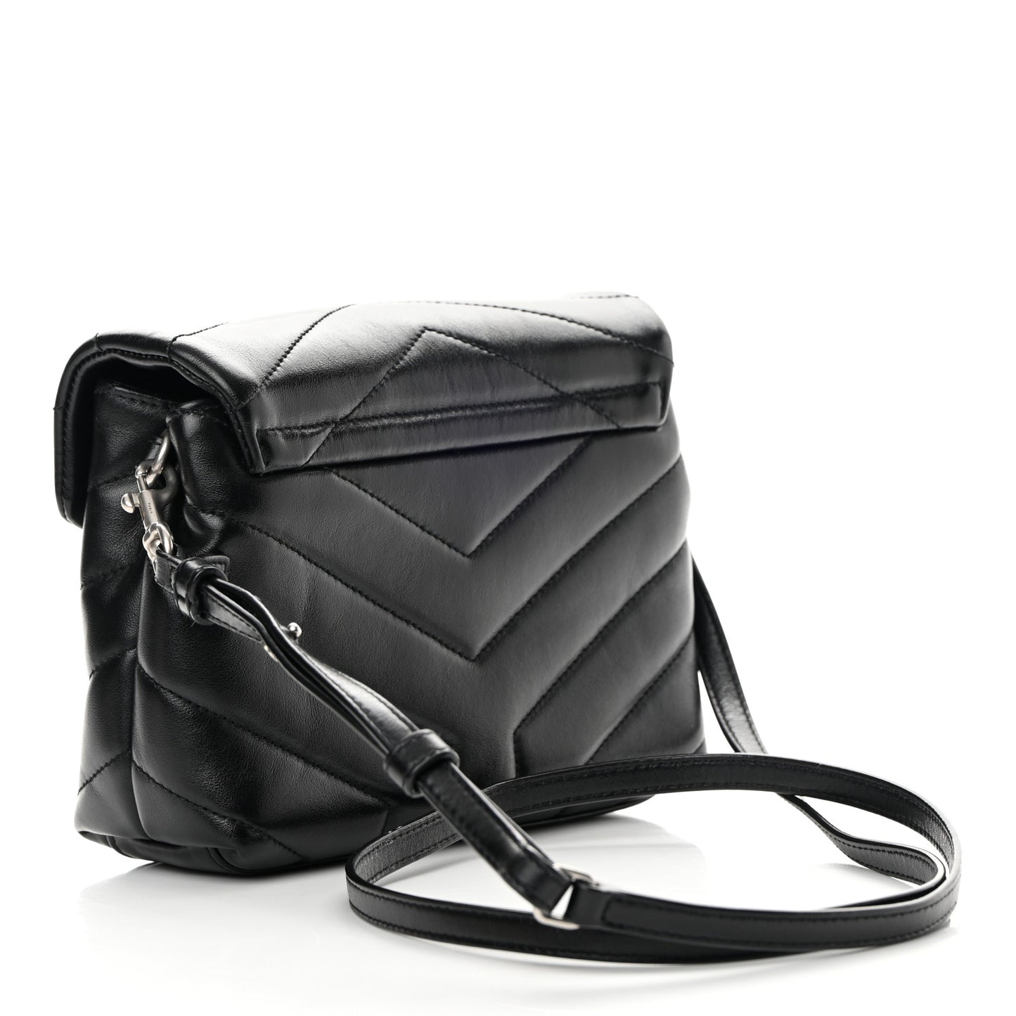 Calfskin Y Quilted Monogram Toy Loulou Crossbody Bag Black