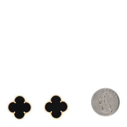 Van Cleef & Arpels 18K Yellow Gold Black Onyx Magic Alhambra Earrings 2 of 4