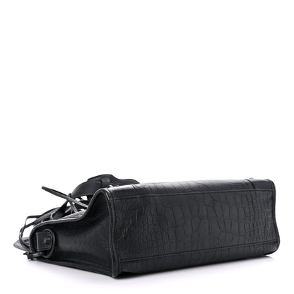 Balenciaga Matte Supple Lambskin Crocodile Embossed Classic Black Hardware S City Black 4 of 14