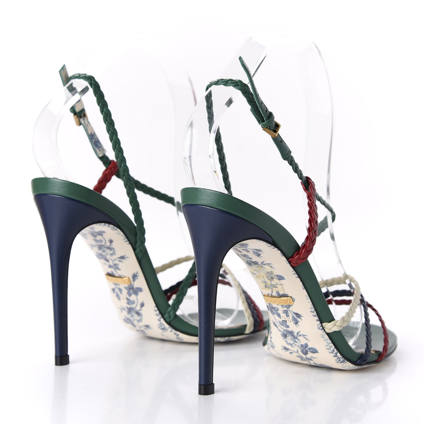 Malaga Kid Braided Haines High Heel Sandals 38 Emerald