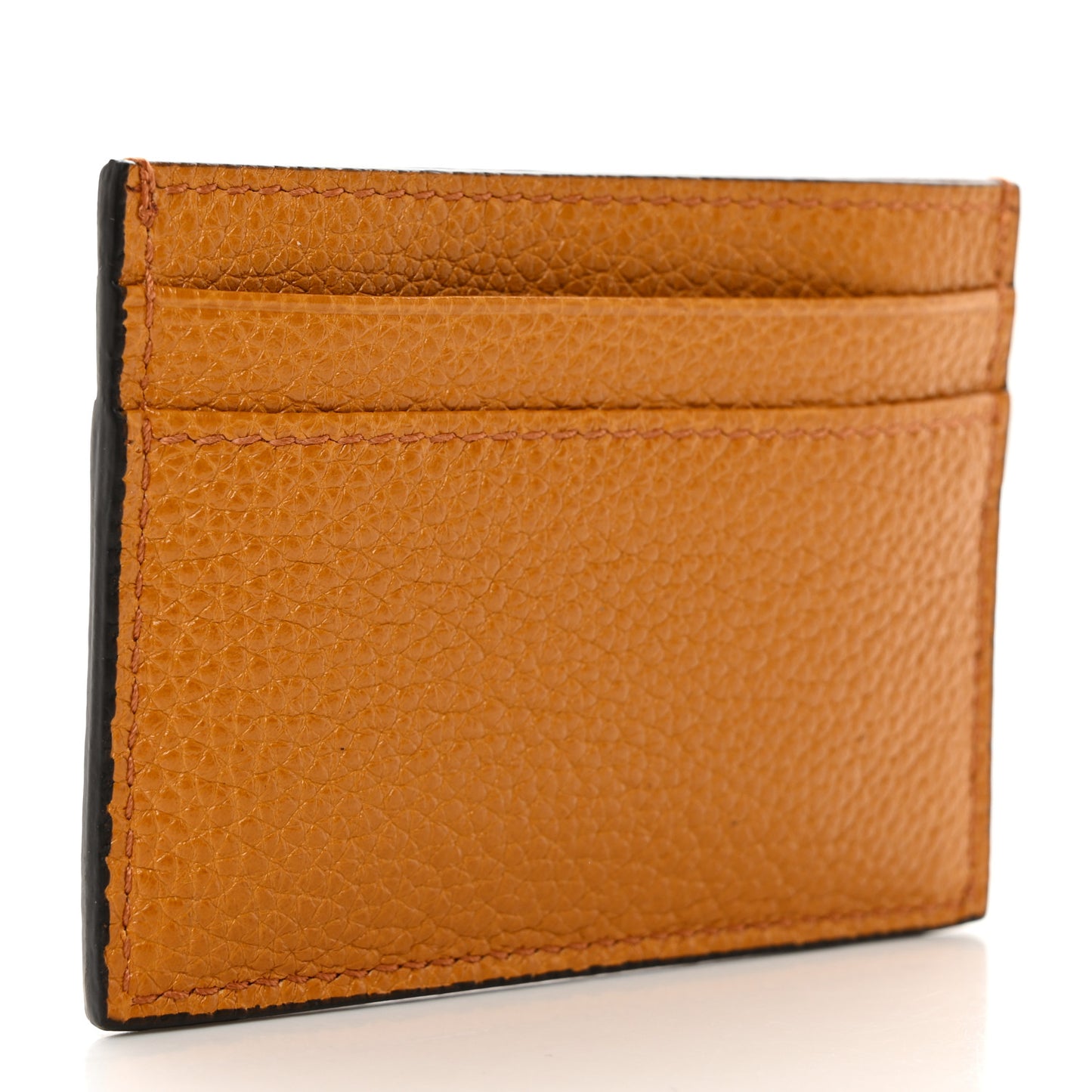 Grainy Calfskin Zumi Card Holder Sun Oil