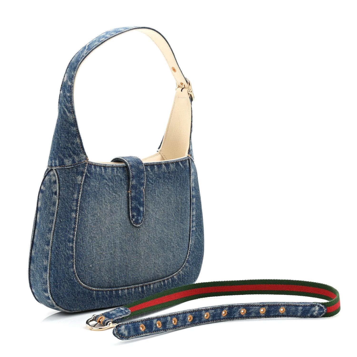 Gucci Denim Small Jackie Shoulder Bag Blue Denim 3 of 11