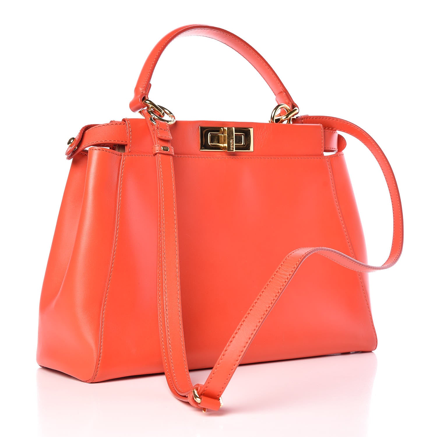 Fendi Vitello Morgan Shiny Nappa Medium Peekaboo Iconic Satchel Papavero 3 of 16