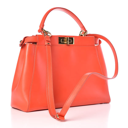 Fendi Vitello Morgan Shiny Nappa Medium Peekaboo Iconic Satchel Papavero 3 of 16