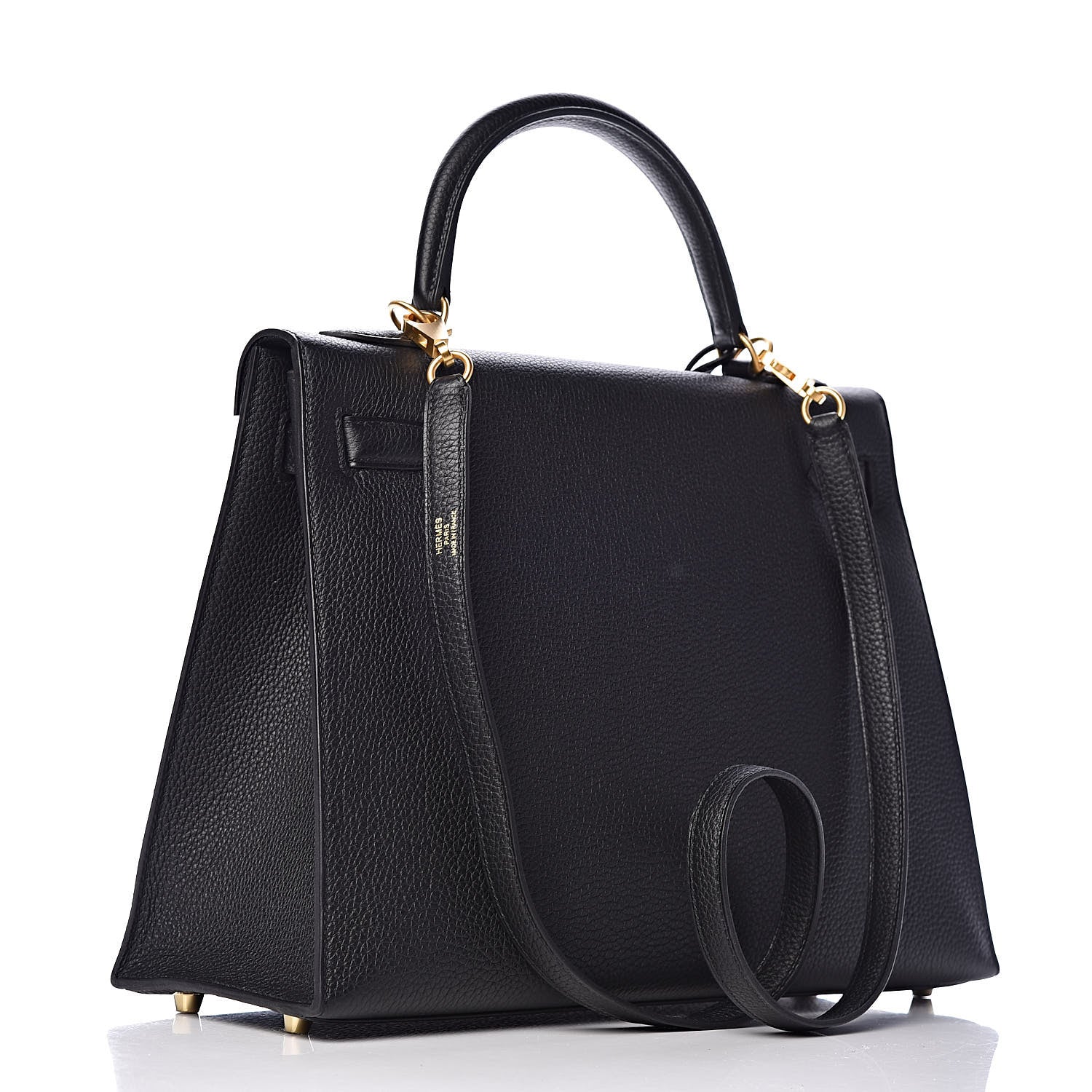 Hermes Togo Kelly Horseshoe Sellier 32 Black Vert Fonce 3 of 41
